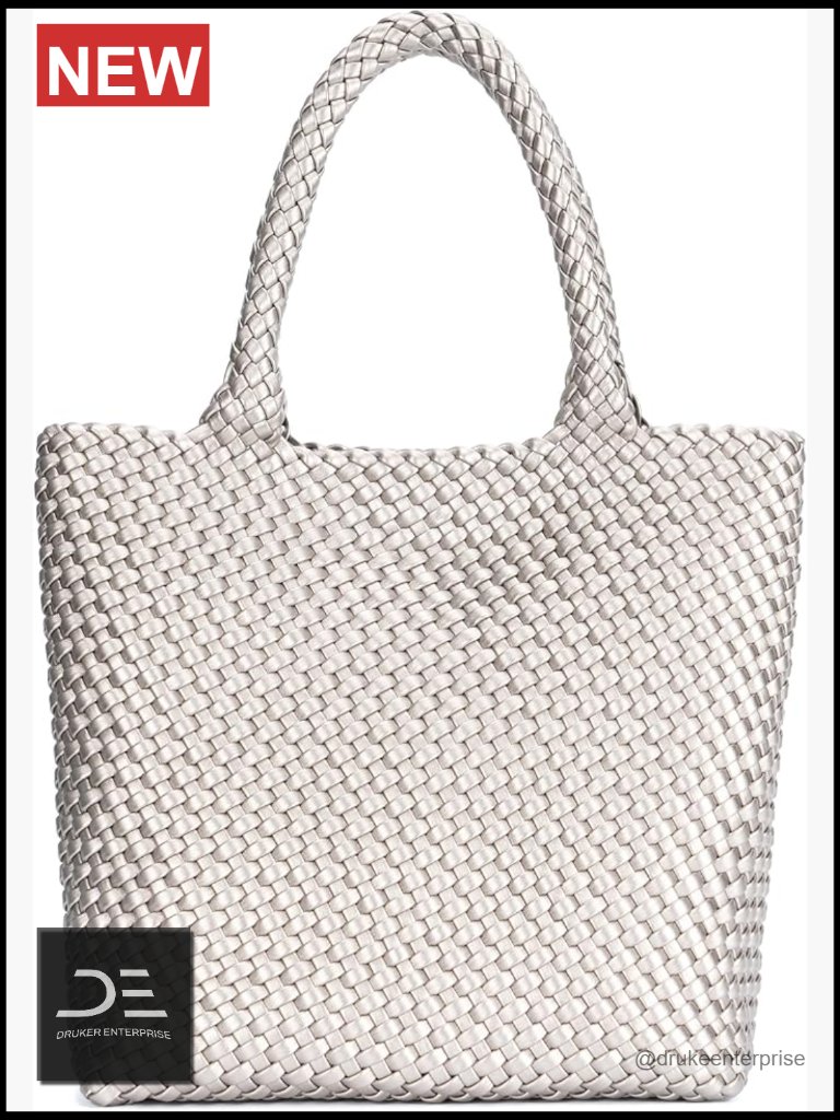 Handwoven Vegan Leather Tote Bag With Detachable Clutch, Large Shoulder Bag